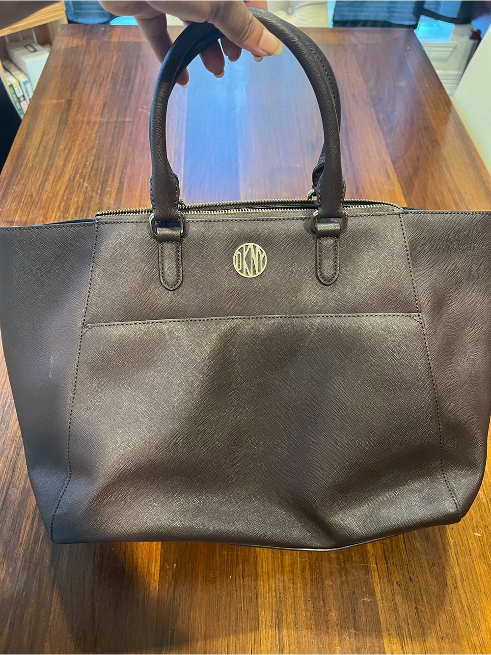 DKNY Brown Saffiano Leather Tote
